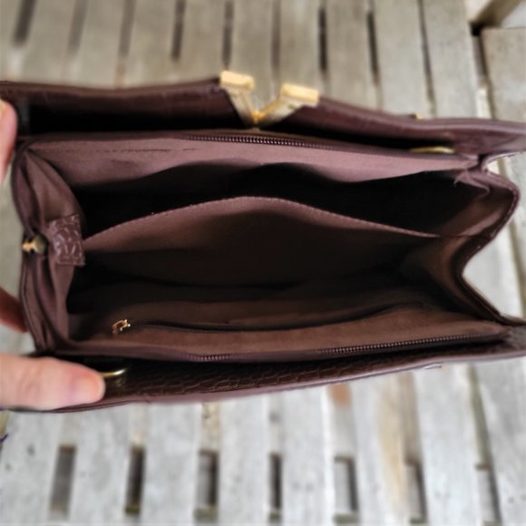 CROSSI New York Brown Mock Croc Satchel Bag - Picture 6 of 6